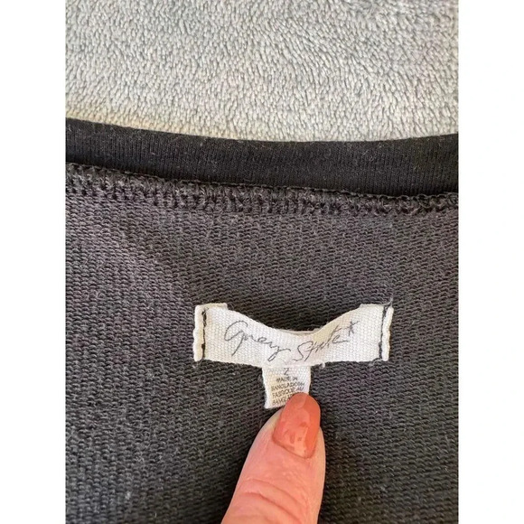 Grey Slate Black Long Sleeve Crew Neck Sweatshirt Womens Top - Picture 4 of 6